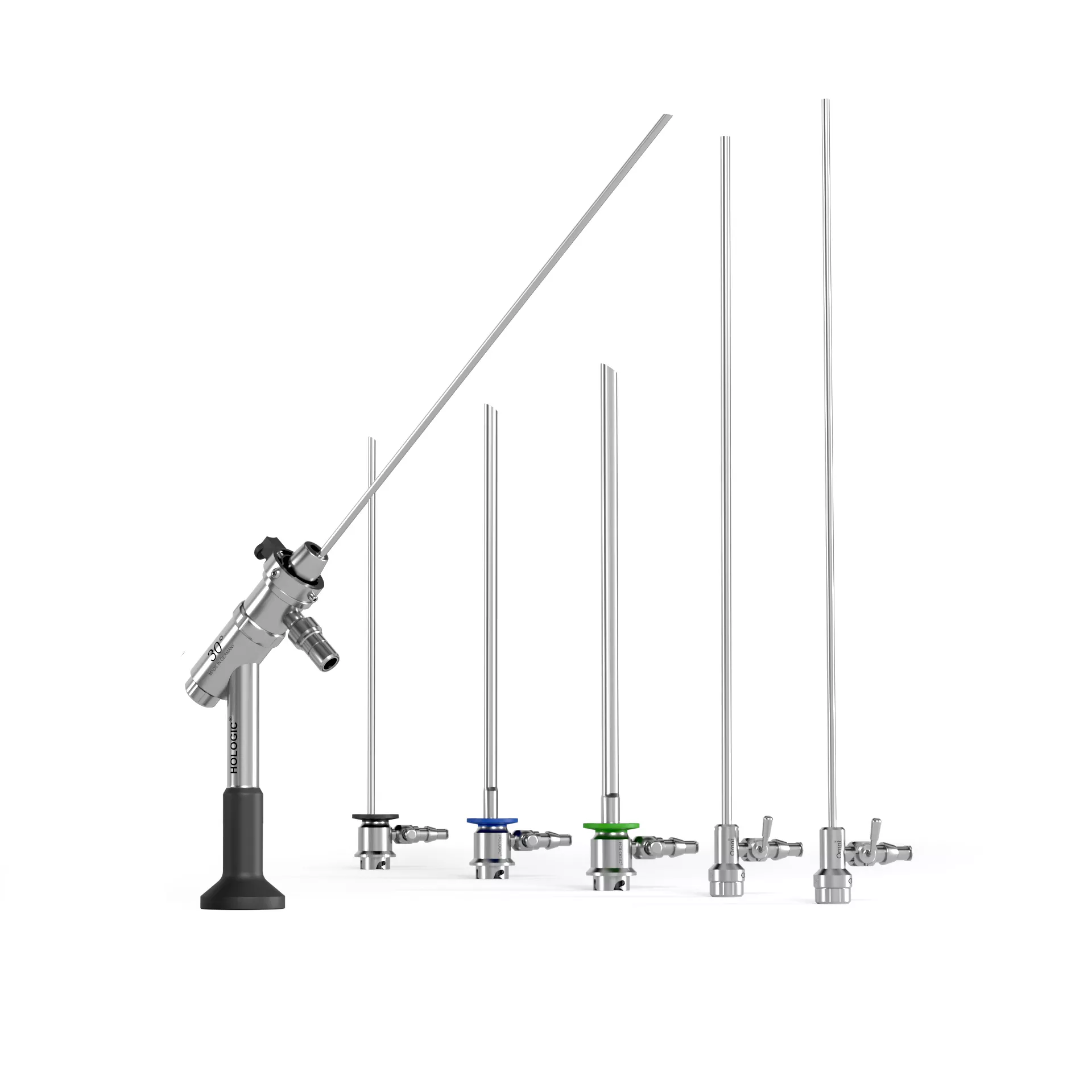 Omni hysteroskop standardsats mot vit bakgrund