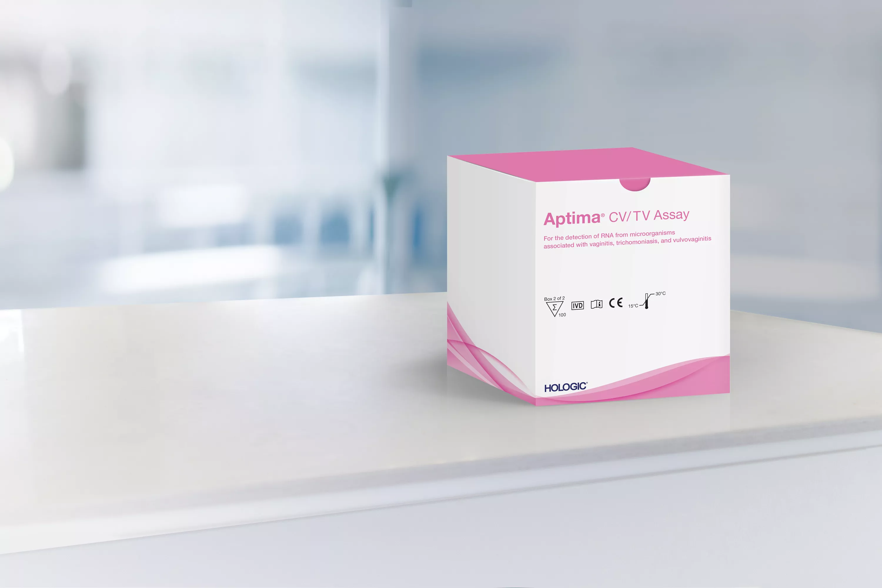 Analysförpackning mot laboratoriebakgrund