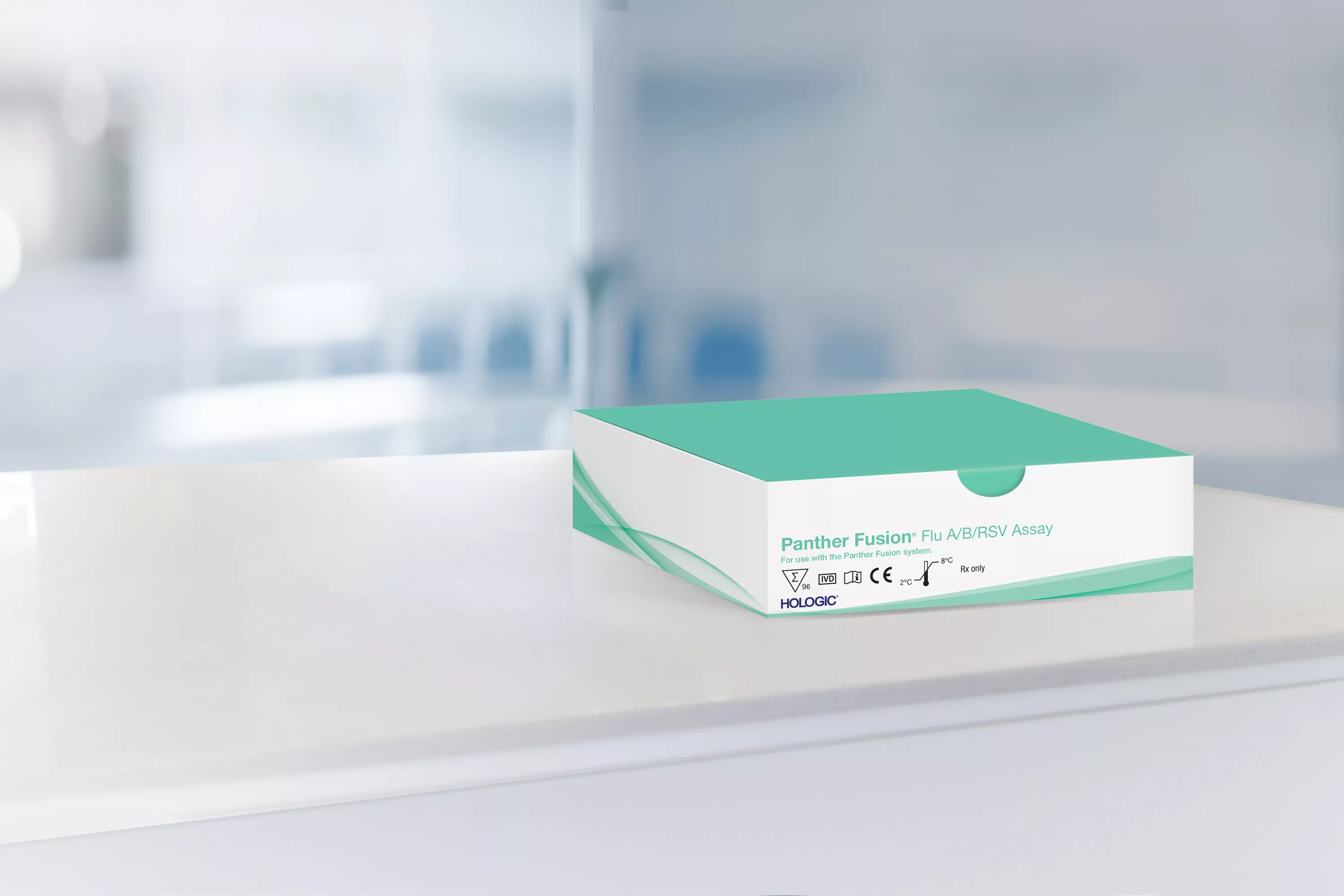 Analysförpackning mot laboratoriebakgrund