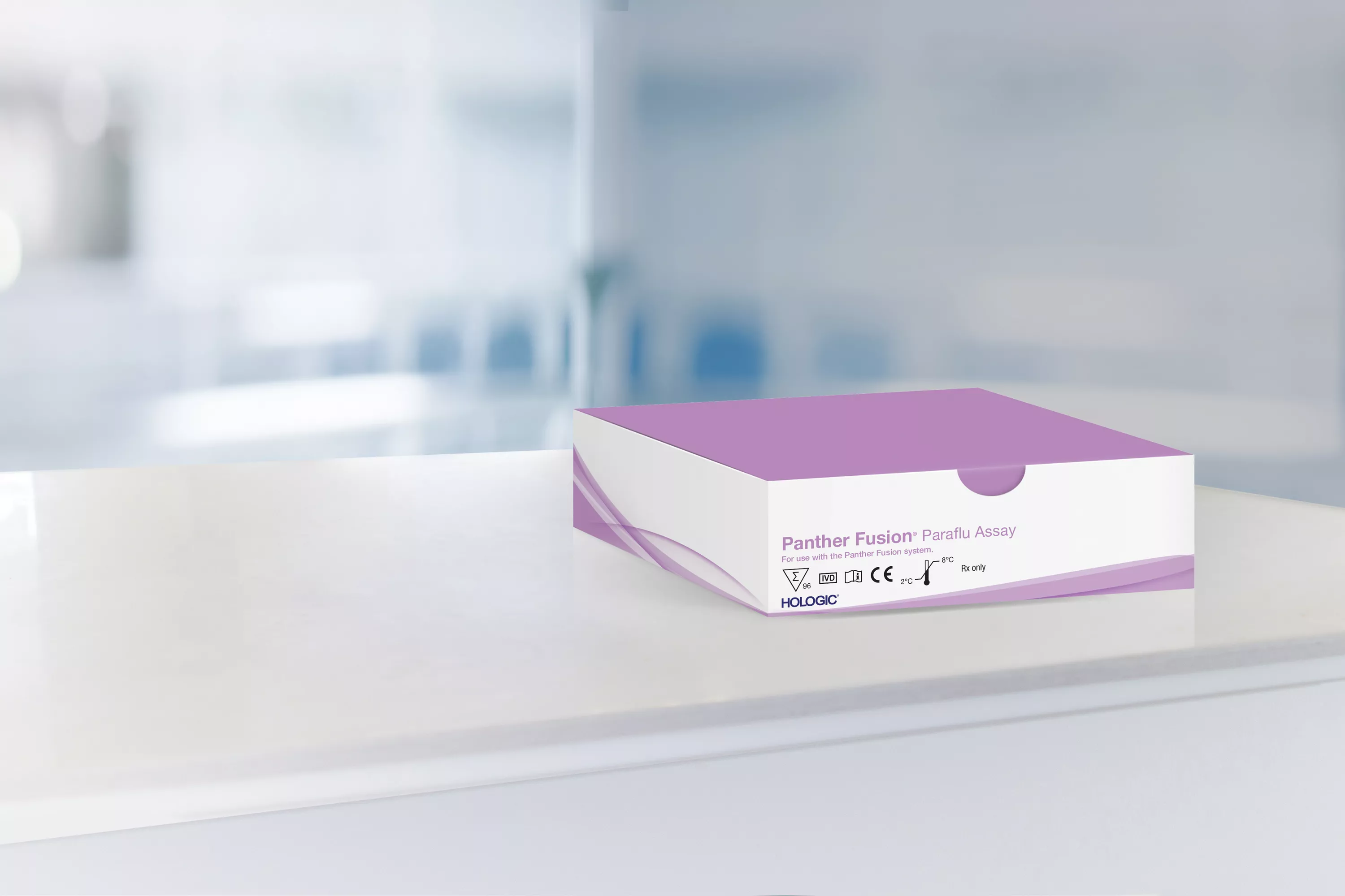 Analysförpackning mot laboratoriebakgrund